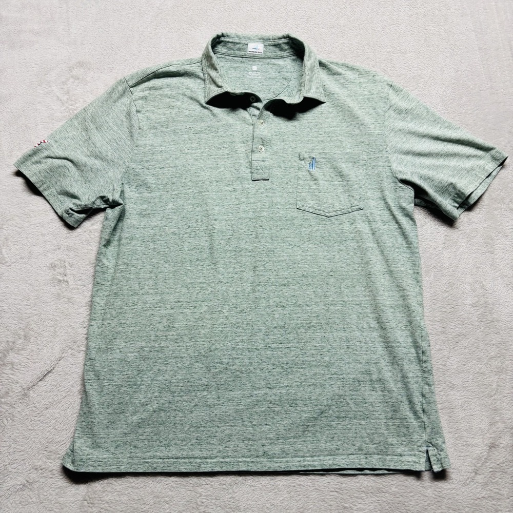 Johnnie-O Hangin Out Heathered Original Pocket Polo Shirt Kiwi‎ Green XL Mens